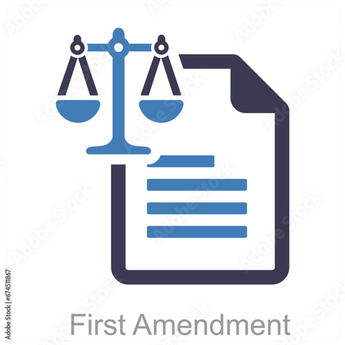 First Amendment and law icon concept