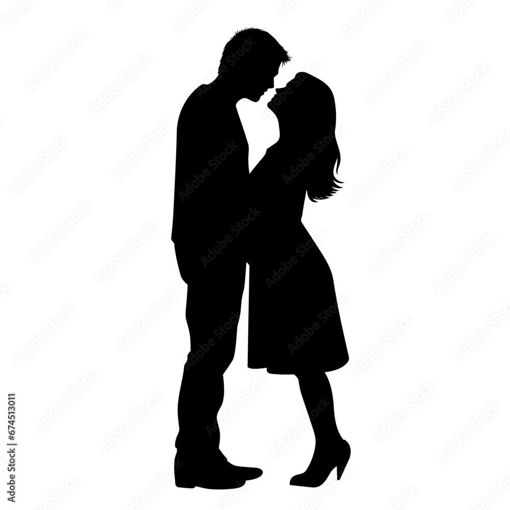 Couple black icon on white background. Couple silhouette