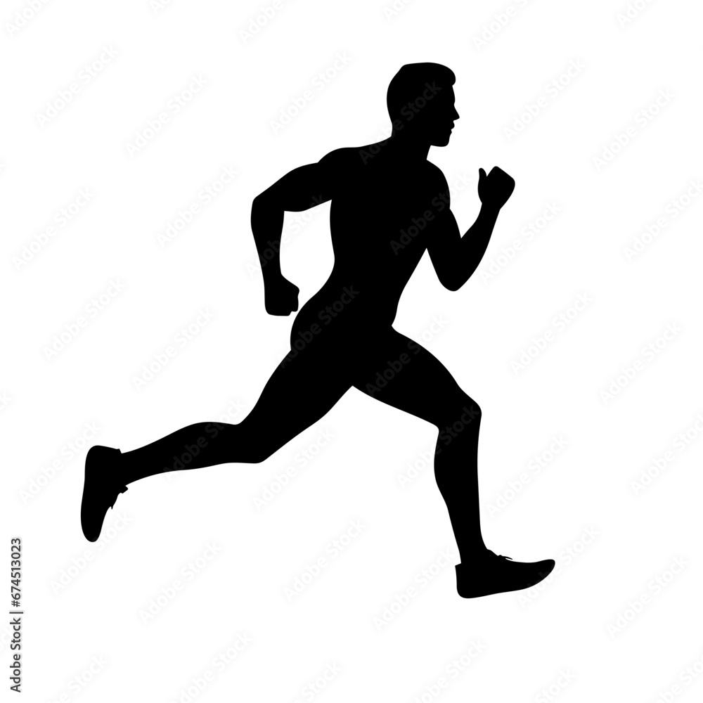 Man runner black icon on white background. Male runner silhouette Man runner black icon on white background. Male runner silhouette