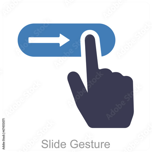 Slide Gesture and hand icon concept
