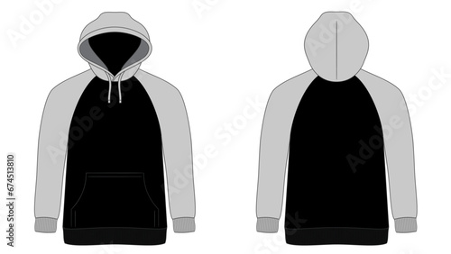 Vector apparel mockup raglan pullover hoodie