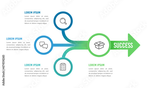 Infographic 3 elements to success. Vector illustration.