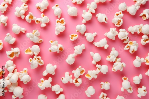 popcorn pieces on pink background pattern © Dina