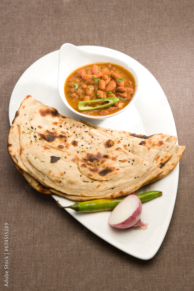 Rajma or Red kidney Beans with Naan, Indian Dish
