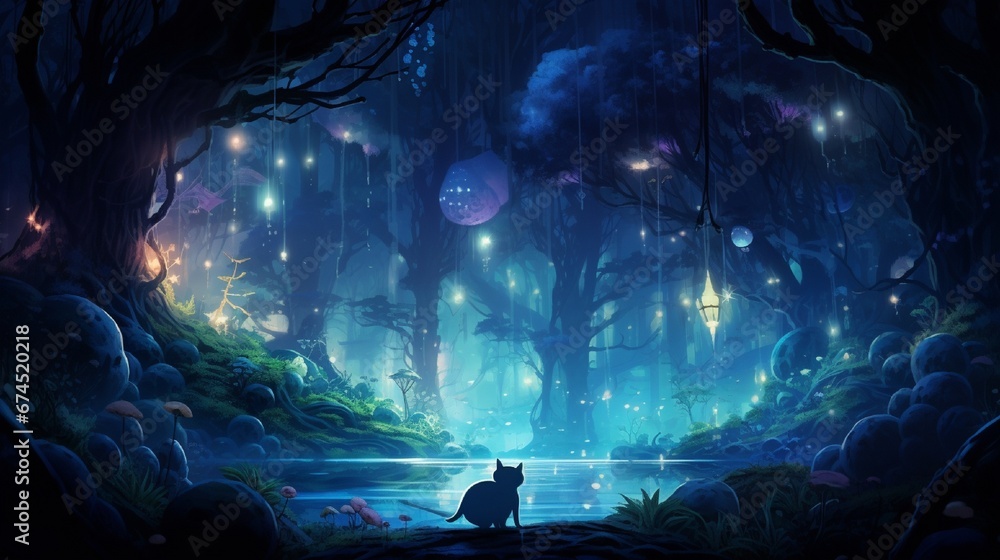 mystical forest with magical creatures