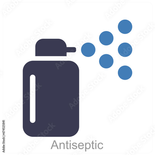 Antiseptic and hand icon concept 