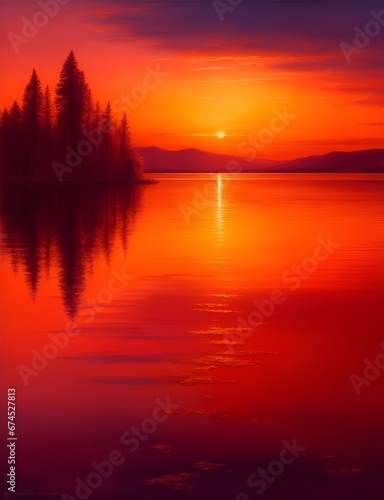 Serene Sunset  A Captivating Painting of Nature s Beauty