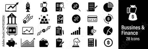 Bussines and Finance Web Icons. Money, Bank, Contract, Investment. Vector in Line Style Icons