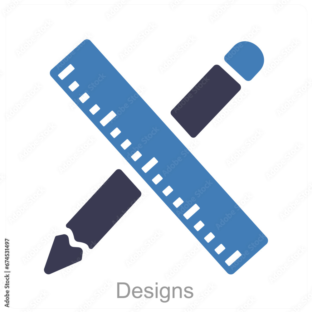 Designs and tools icon concept Designs and tools icon concept