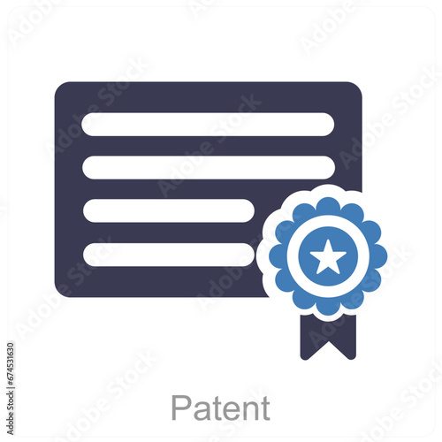 Patent and diploma icon concept 