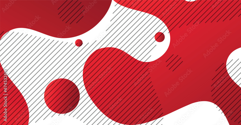 Abstract liquid wave background with red and white gradient color background