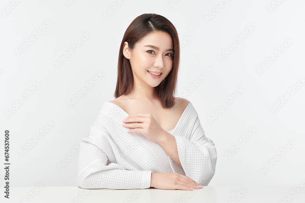 Beautiful young asian woman with clean fresh skin on white background, Face care, Facial treatment, Cosmetology, beauty and spa, Asian women portrait. Beautiful young asian woman with clean fresh skin on white background, Face care, Facial treatment, Cosmetology, beauty and spa, Asian women portrait.
