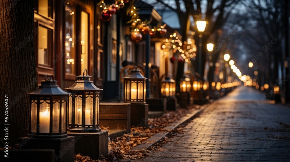 Fototapeta premium A Picturesque Small Town Adorned With Christmas, Background Images , Hd Wallpapers, Background Image