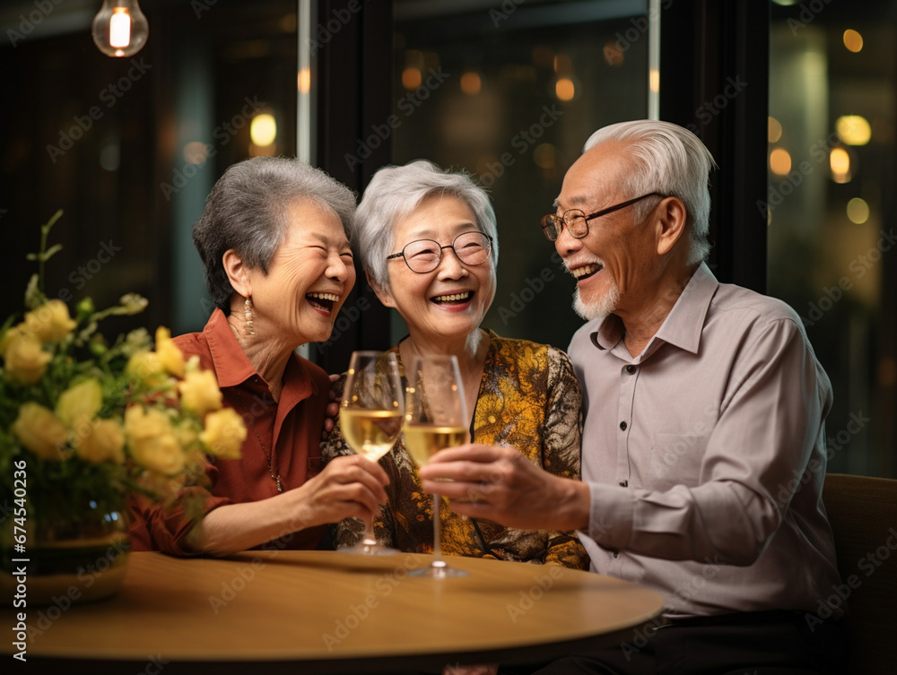 Radiant Trio Celebrates with a Toast in an Intimate Setting, Capturing the Essence of Joy and Connection Radiant Trio Celebrates with a Toast in an Intimate Setting, Capturing the Essence of Joy and Connection