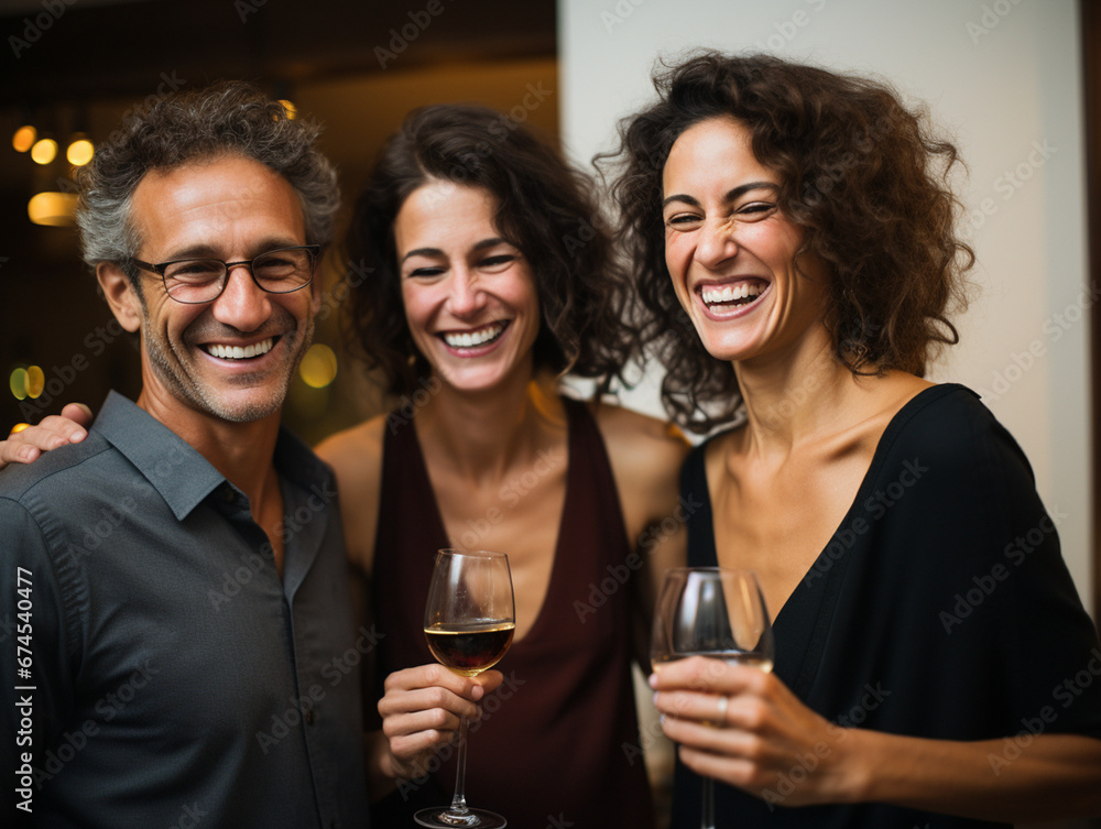 Radiant Trio Celebrates with a Toast in an Intimate Setting, Capturing the Essence of Joy and Connection Radiant Trio Celebrates with a Toast in an Intimate Setting, Capturing the Essence of Joy and Connection