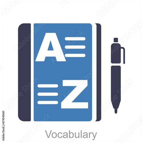 Vocabulary and language icon concept