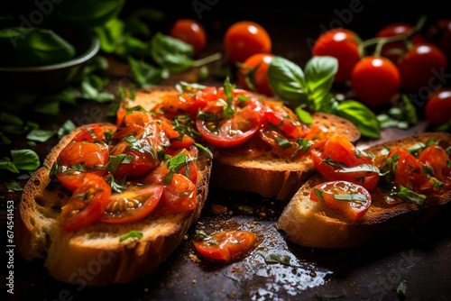 Preparing Tomato Basil Bruschetta with Toasted Baguette