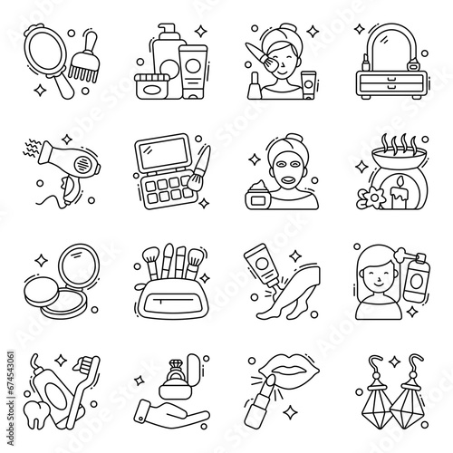 Pack of Fashion Accessories Line Icons 

