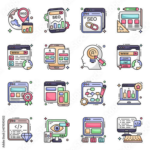 Pack of Seo and Data Flat Icons

