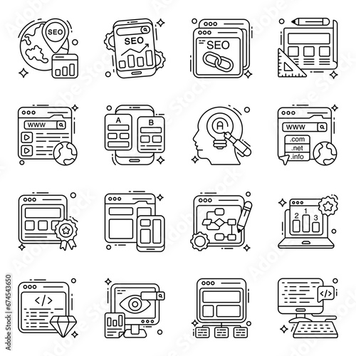 Pack of Seo and Data Line Icons

