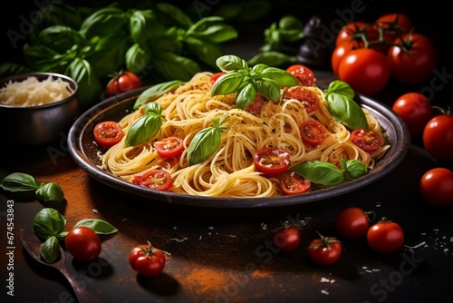 Assorted Pasta with Tomatoes and Basil