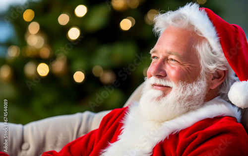 A smiling Santa Claus relaxing after the xmas holidays