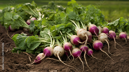 Freshly harvested turnips