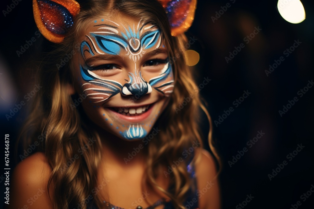 Young Girl with Butterfly Face Paint Young Girl with Butterfly Face Paint