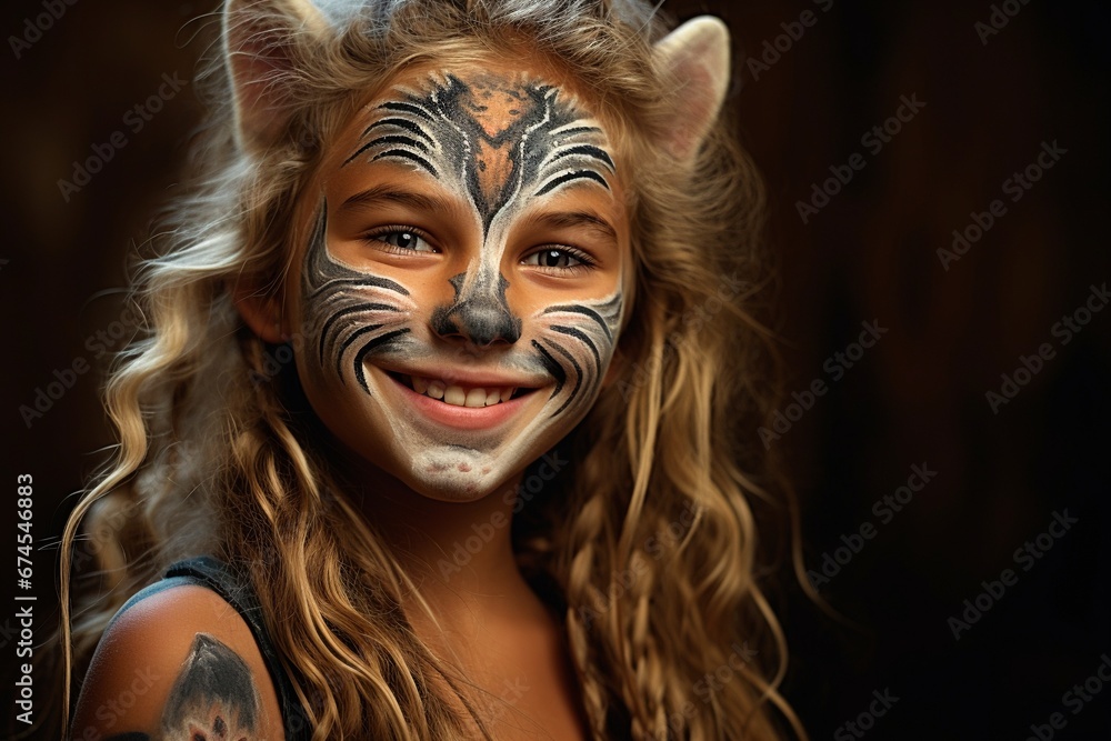 Young Girl with Butterfly Face Paint