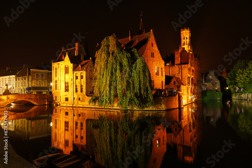 Brügge / Bruges, Rozenhoedkaai at night photo