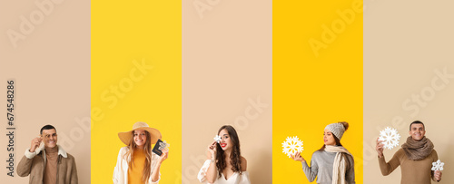 Set of young people with de...