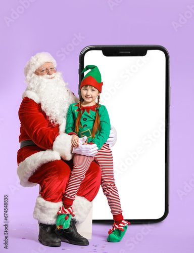 Santa Claus and little elf ...