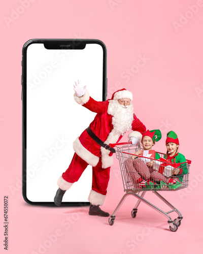 Santa Claus and little elf ...