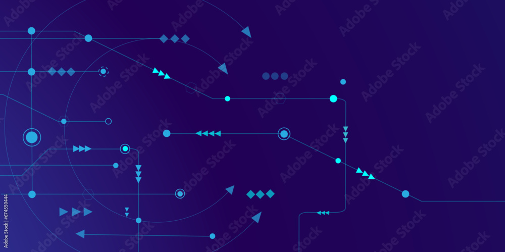 Digital communication technology background design, Connected dots and lines for big data visualization, global network connection.