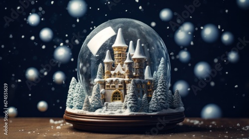 Old palace in a snowglobe Christmas decoration