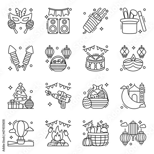 Pack of Festival Line Icons

