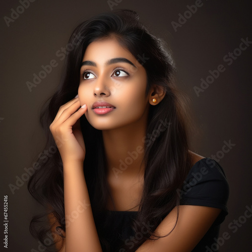 young indian woman thinking