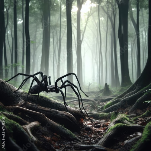 spider in the forest animal background for social media