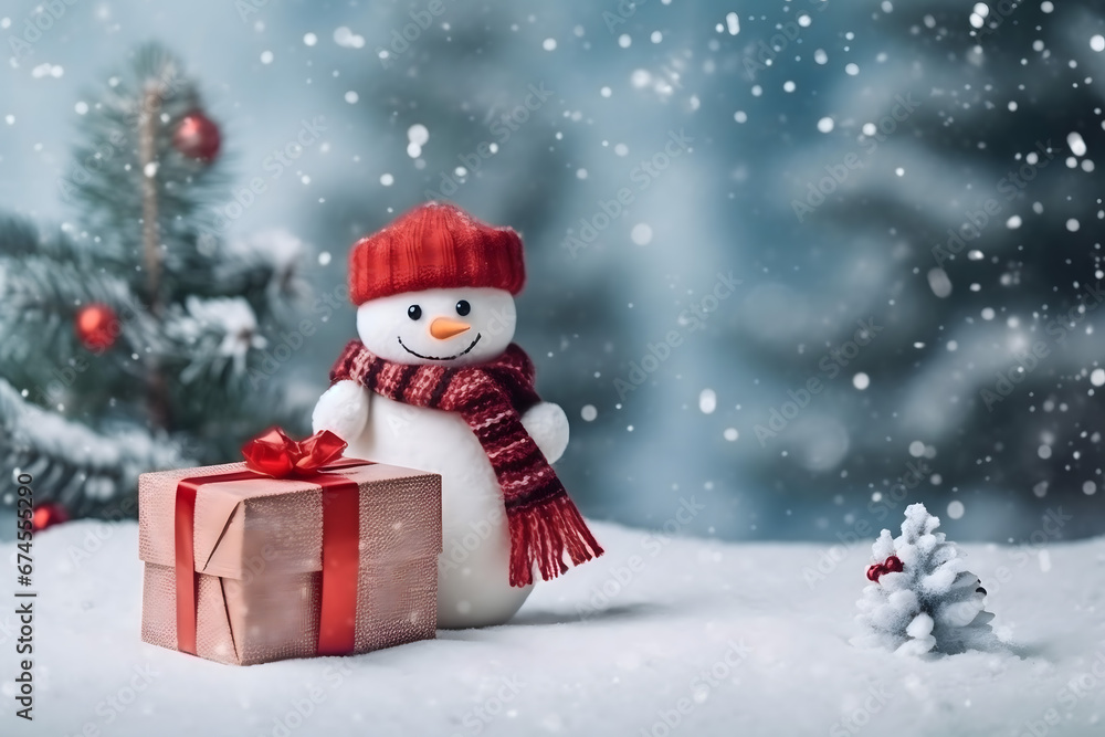 christmas tree decorations, santa claus with gifts, snowman in the snow, christmas gift boxes christmas tree decorations, santa claus with gifts, snowman in the snow, christmas gift boxes