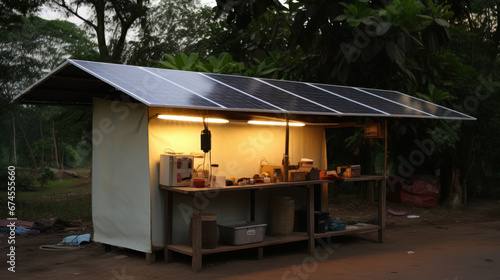 Small mobile shop with solar panel