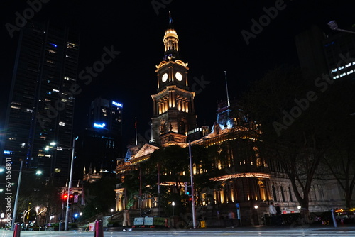 Sydney Town Hall in New South Wales, Australia - オーストラリア ニューサウスウェールズ シドニー シドニー市役所 夜景 photo