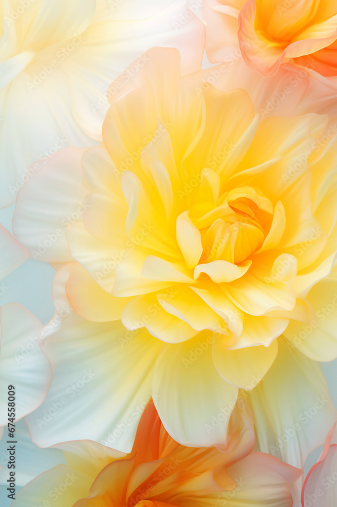 A bouquet of bright yellow peonies in full bloom A bouquet of bright yellow peonies in full bloom