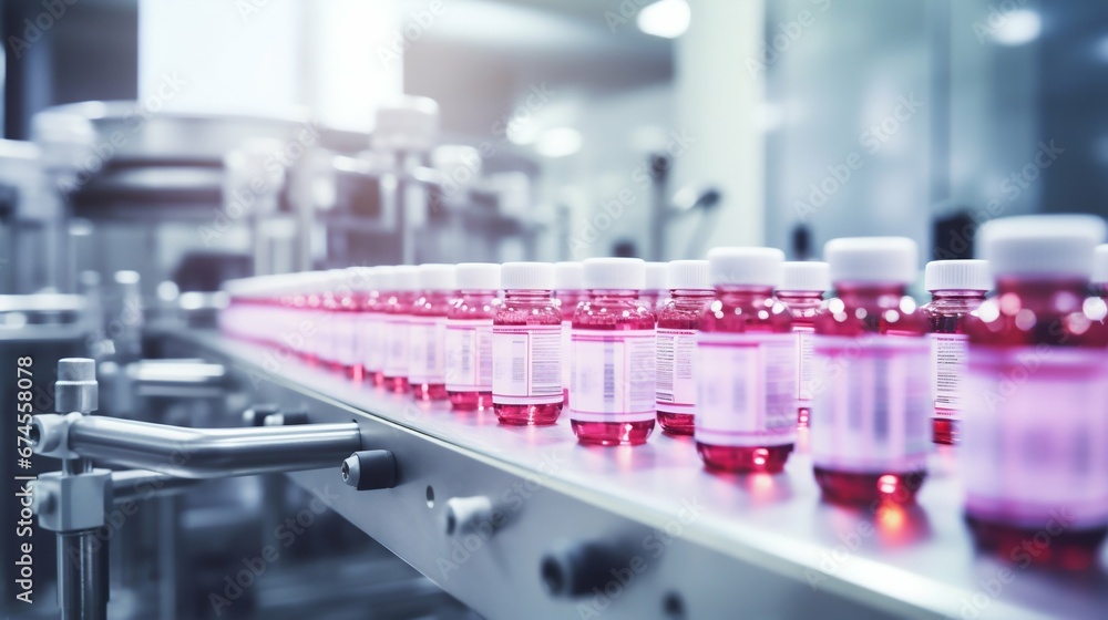 Pharmaceutical Production Line with Medical Vials. Generative ai Pharmaceutical Production Line with Medical Vials. Generative ai