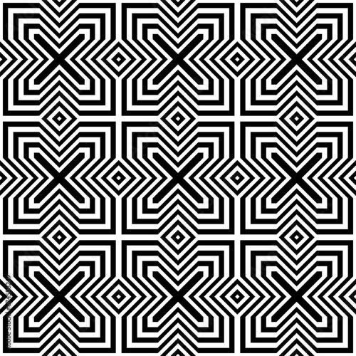 Abstract Seamless Geometric Checked Pattern. Black and White Texture.