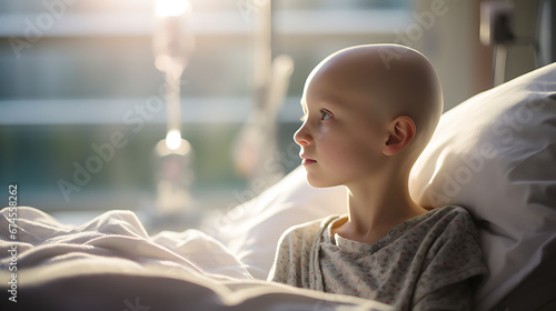 Brave Child with Cancer in Hospital