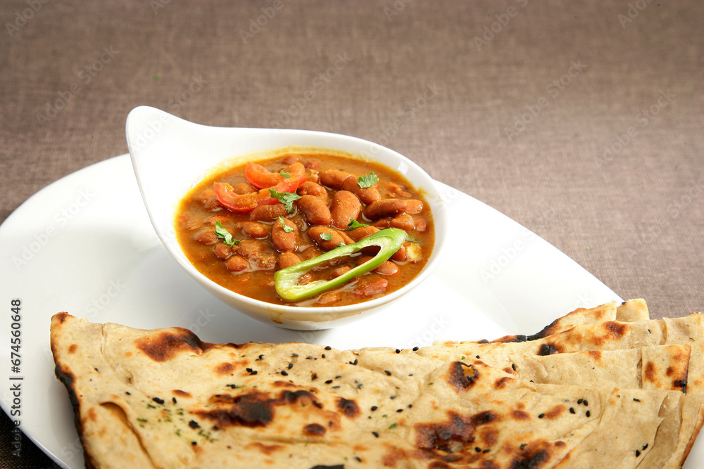 Rajma or Red kidney Beans with Naan, Indian Dish Rajma or Red kidney Beans with Naan, Indian Dish