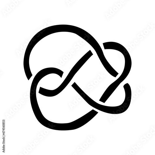 black knot. abstract. A black and white image of an infinity symbol conveys its simplicity, elegance, and eternal continuity. The high contrast captures its fluid, interlocking pattern,