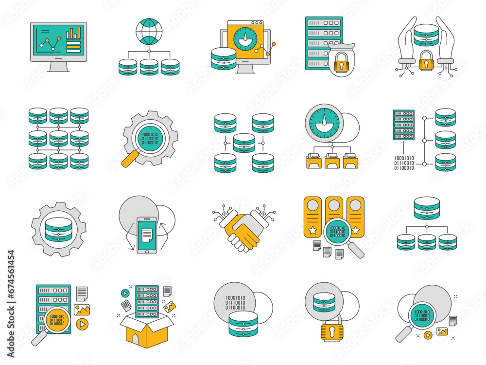 Big data icon set Big data icon set