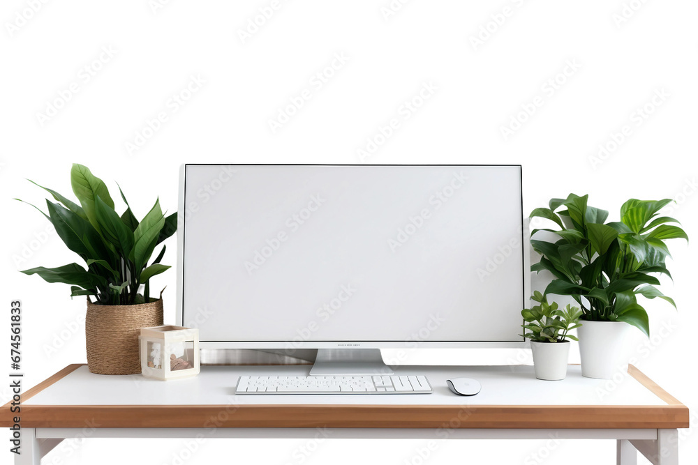 Computer Monitor and Keyboard -on transparent background - obrazy, fototapety, plakaty 