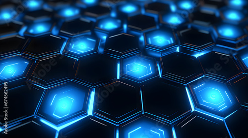 blue abstract background with hexagons